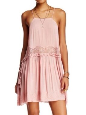 Free People Blush Pink Spaghetti Strap Mini Dress
